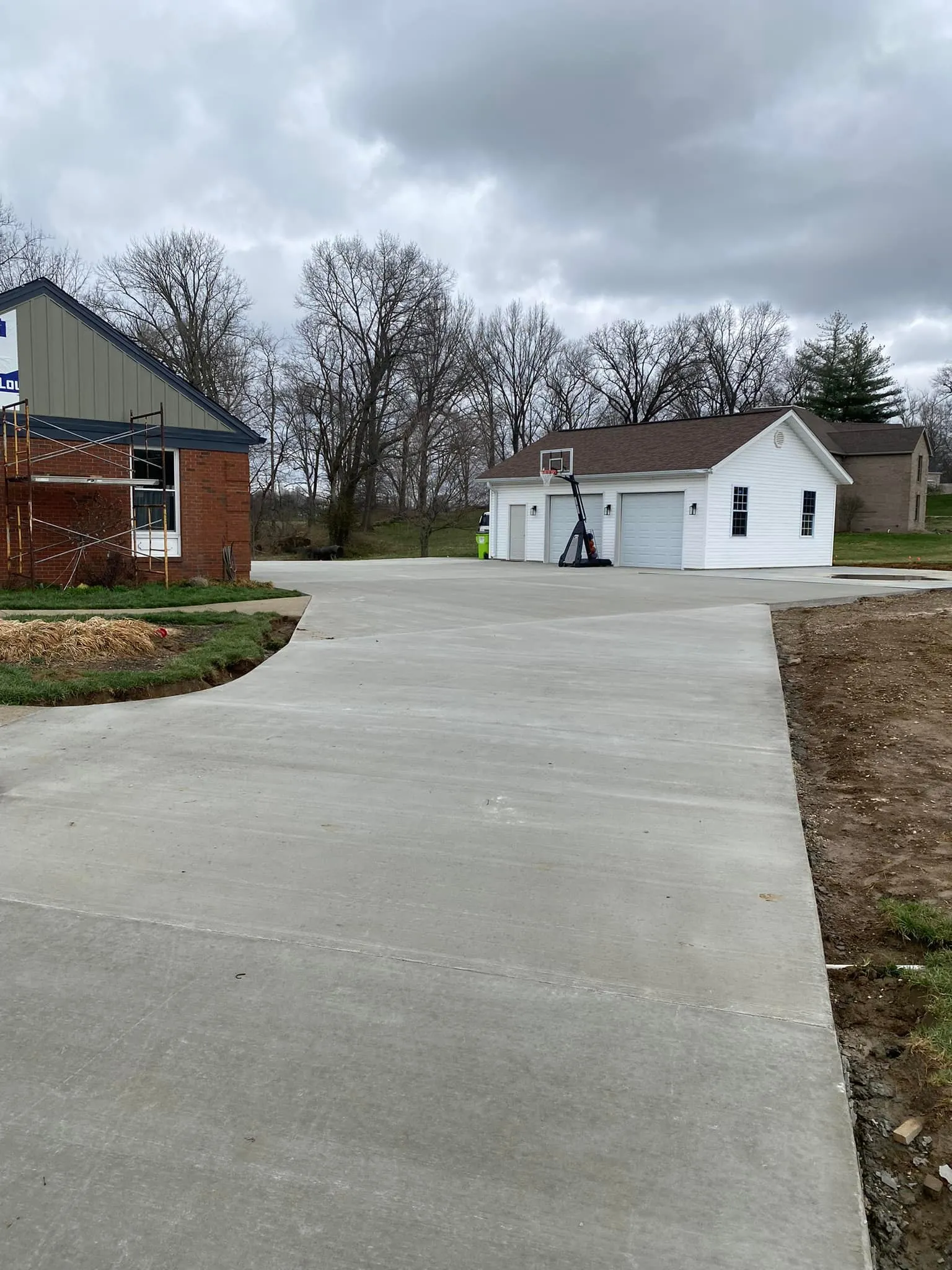 Concrete driveway with proper grading
